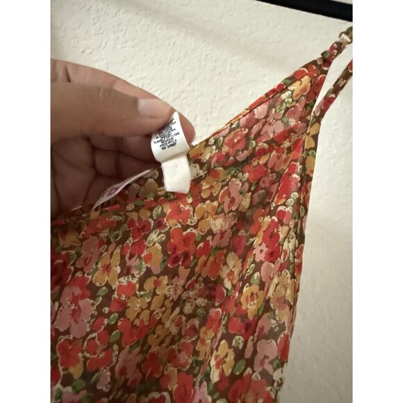 Victoria's Secret Y2k Floral Orange Paisley Adjustable Slip Dress Size Large - Picture 4 of 6